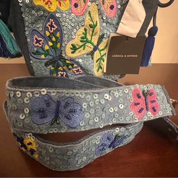 America and Beyond Azure BUTTERFLY BALLET handheld bag colorful - Picture 5 of 11